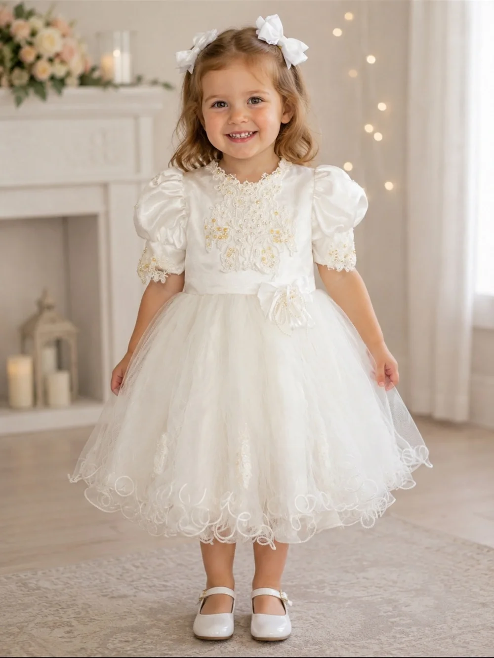 Vintage Baby Baptism Christening Dress Ivory Lace Tulle Size 2 NWOT